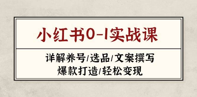 小红书0-1实战课(2023-2025)，详解养号/选品/文案撰写/爆款打造/轻松变现-鼎铸网