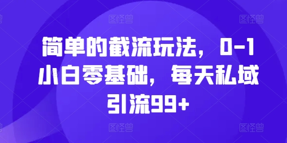 简单的截流玩法，0-1小白零基础，每天私域引流99+【揭秘】-鼎铸网