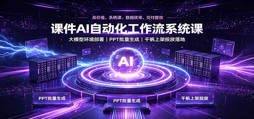 课件AI自动化工作流系统课：大模型环境部署，PPT批量生成，千帆上架投放落地-鼎铸网