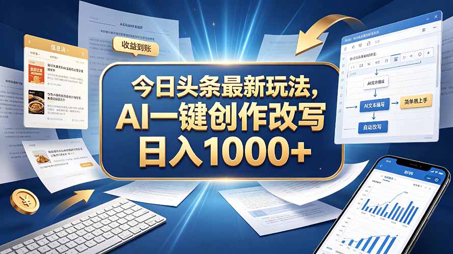 31943e654411995f6993e931c68024d8.jpeg 今日头条最新玩法,AI 一键创作改写,简单易上手,轻松日入 1000 +