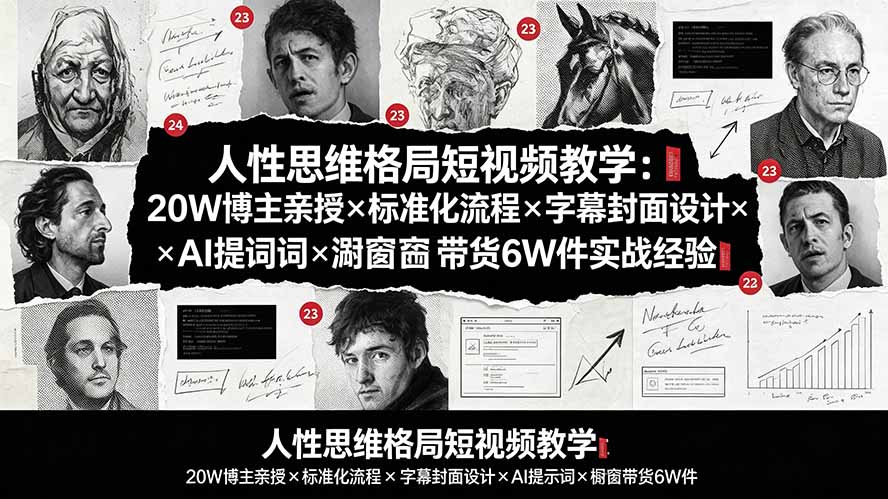 31b7845eb11a10419f168dd58b317312.jpeg 人性思维格局短视频教学:20W博主亲授×标准化流程×字幕封面设计×AI提示词×橱窗带货6W件实战经验