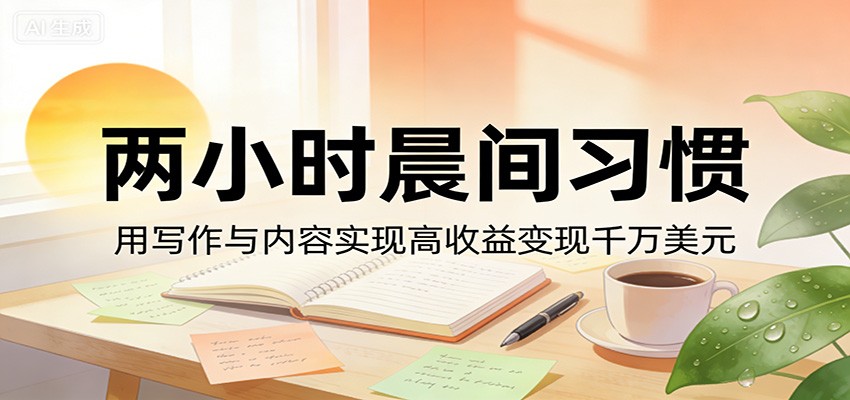 付费文章:两小时晨间习惯,用写作与内容实现高收益变现千万美元-鼎铸网