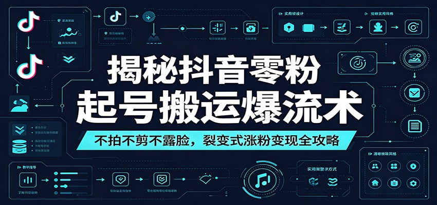 揭秘抖音零粉起号搬运爆流术：不拍不剪不露脸，裂变式涨粉变现全攻略-鼎铸网
