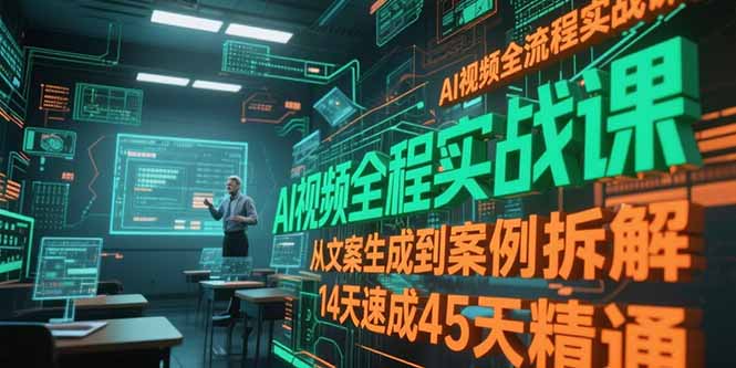 3333c247072c50f1cfc3e383f329466e.jpeg AI视频全流程实战课,从文案生成到案例拆解,14天速成45天精通