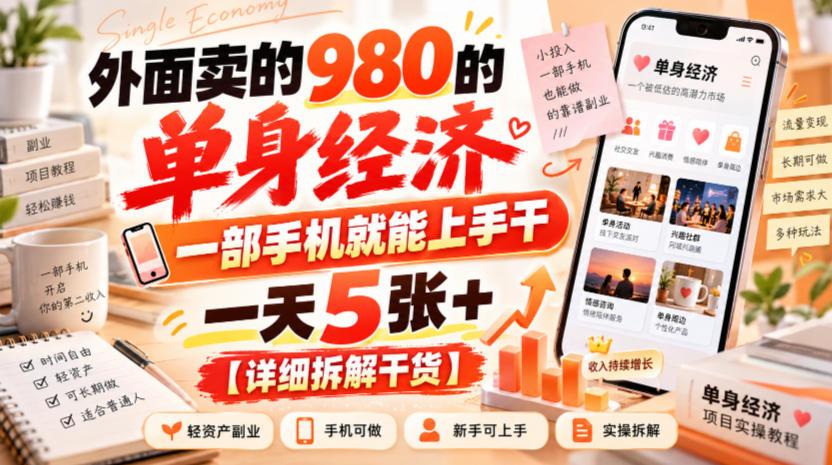 33b47f0a8452abde4cc8aba82e8cba42.jpeg 外面卖的980的单身经济,一部手机就能上手干,一天5张+【详细拆解干货】