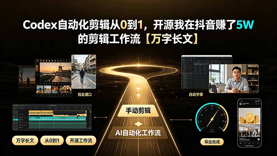 Codex自动化剪辑从0到1，开源我在抖音赚了5W 的剪辑工作流【万字长文】-鼎铸网