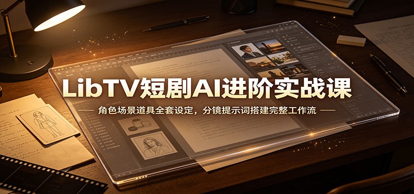LibTV短剧AI进阶实战课：角色场景道具全套设定，分镜提示词搭建完整工作流-鼎铸网