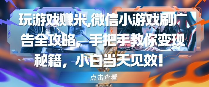 3405c5653a16276b42ad5e68ceb721c9.jpeg 玩游戏挣米,微信小游戏刷广告全攻略,手把手教你变现秘籍,小白当天见效