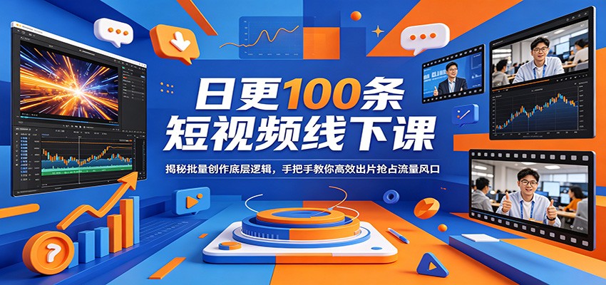 日更100条短视频线下课:揭秘批量创作底层逻辑,手把手教你高效出片抢占流量风口-鼎铸网
