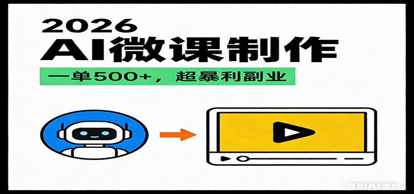 2026AI 风口最稳副业：微课代写制作，一单 500+，人人可做的蓝海项目-鼎铸网