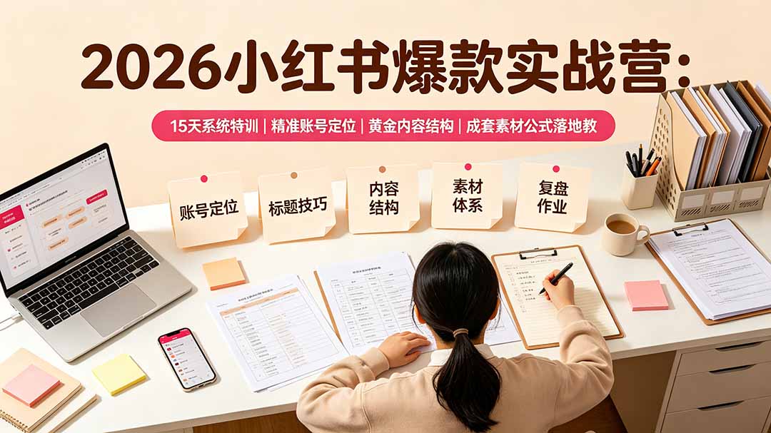 34806f861e9d6921c7c49c375988c86f.jpeg 2026小红书爆款实战营:15天系统特训|精准账号定位|黄金内容结构|成套素材公式落地教程