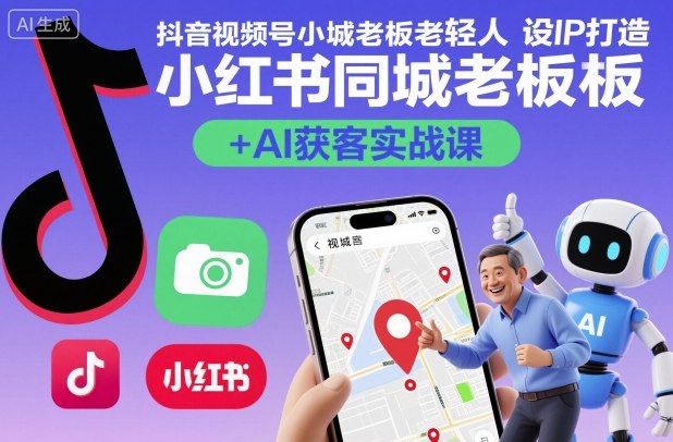 3496eff5cf3a48b057dc26df079fc3ec.jpeg 抖音视频号小红书同城老板轻人设IP打造+AI获客实战课,人设打造-算法拆解-拍摄剪辑-内容运营-AI创作
