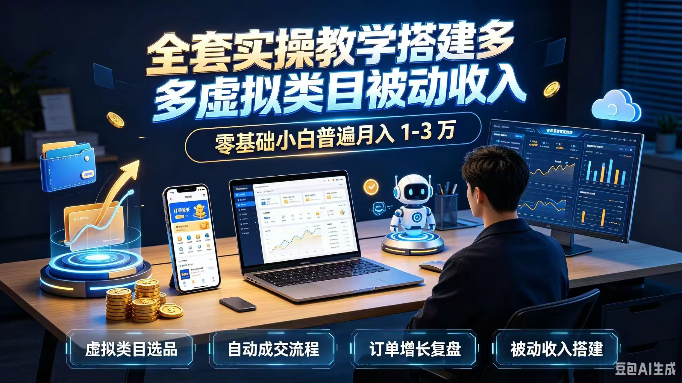 全套实操教学搭建多多虚拟类目被动收入，零基础小白普遍月入 1-3 万-鼎铸网