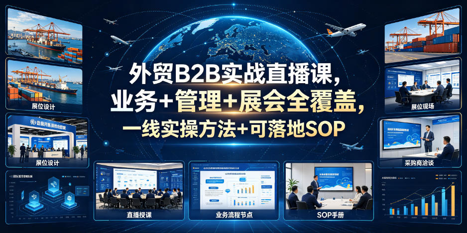 外贸B2B实战直播课，业务+管理+展会全覆盖，一线实操方法+可落地SOP-鼎铸网