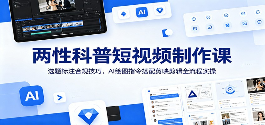 两性科普短视频制作课：选题标注合规技巧，AI绘图指令搭配剪映剪辑全流程实操-鼎铸网