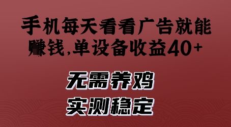手机每天看看广告就能挣钱，单设备收益40+，无需养鸡，实测稳定【揭秘】-鼎铸网