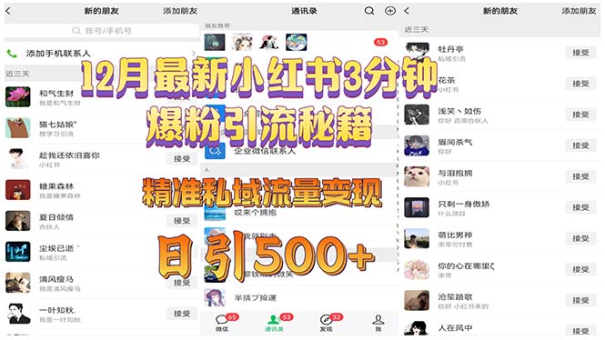 351019e5a6e0fc4e3d79d6cff15bf619.jpeg 12月最新小红书3分钟爆粉引流秘籍 精准私域流量变现 日引500+