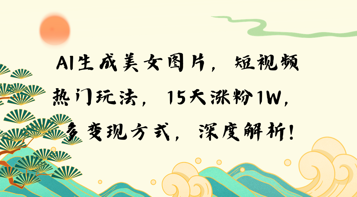 AI生成美女图片，短视频热门玩法，15天涨粉1W，多变现方式，深度解析!-鼎铸网