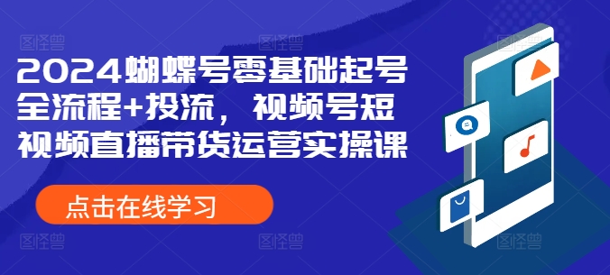 2024蝴蝶号零基础起号全流程+投流，视频号短视频直播带货运营实操课-鼎铸网