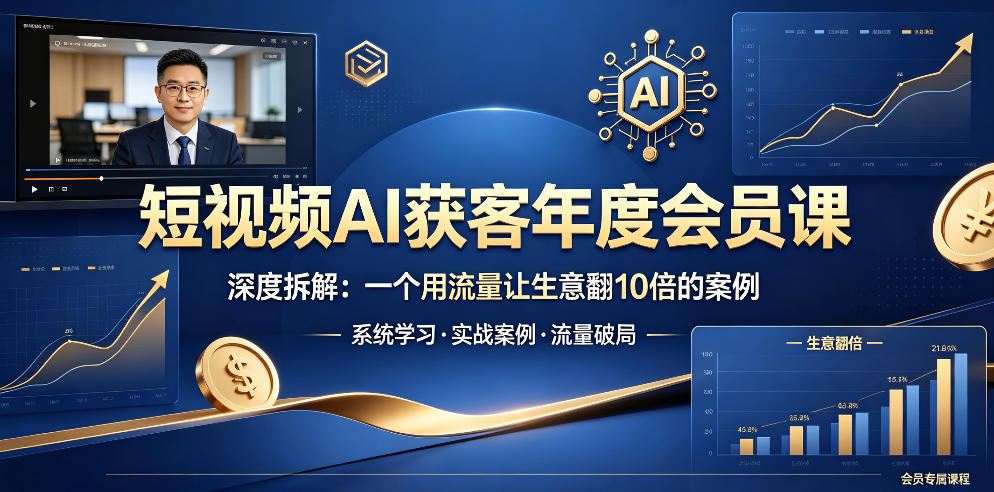 短视频AI获客年度会员课，深度拆解，一个用流量让生意翻10倍的案例-鼎铸网