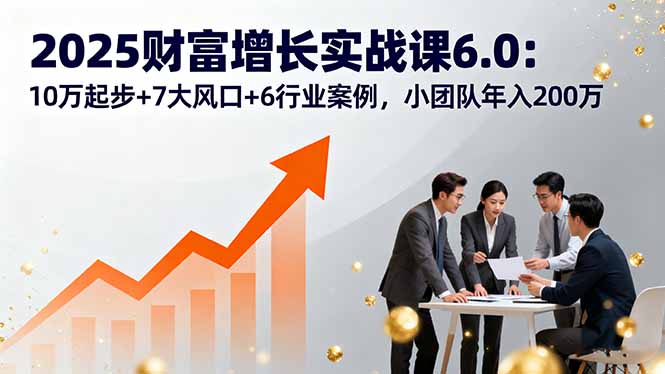 2025财富增长实战课6.0：10万起步+7大风口+6行业案例，小团队年入200万-鼎铸网