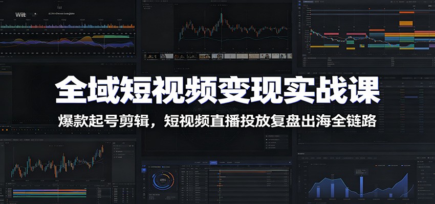 全域短视频变现实战课：爆款起号剪辑，短视频直播投放复盘出海全链路-鼎铸网