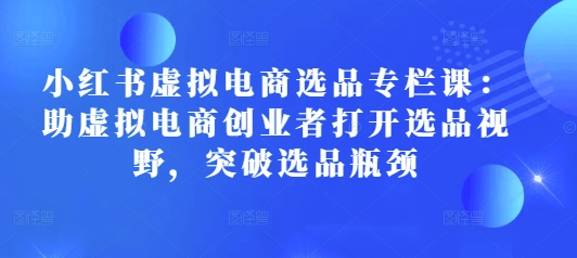 小红书虚拟电商选品专栏课：助虚拟电商创业者打开选品视野，突破选品瓶颈-鼎铸网