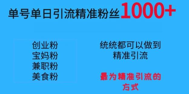 单号单日引流精准粉丝1000+，最为精准引流的方式-鼎铸网