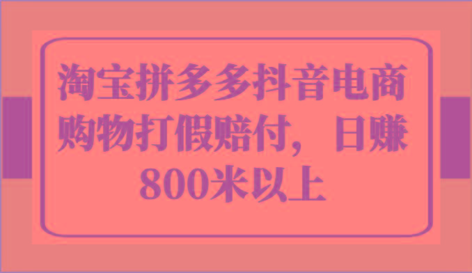 淘宝拼多多抖音电商购物打假赔付，日赚800米以上-鼎铸网