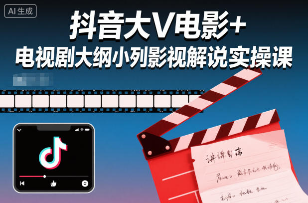 抖音大V电影+电视剧大纲小列影视剧解说实操课-鼎铸网
