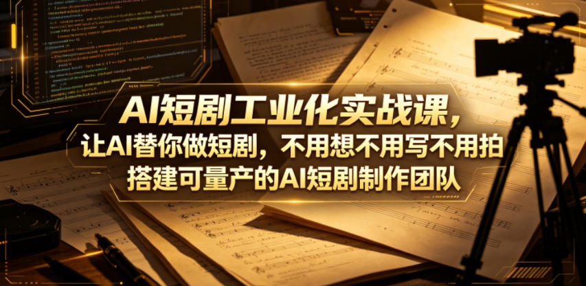AI短剧工业化实战课,让AI替你做短剧,不用想不用写不用拍,搭建可量产的AI短剧制作团队-鼎铸网