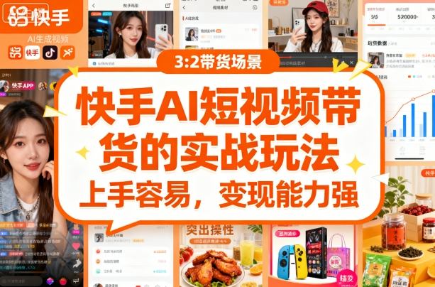386708ae2e0bada63242fb1ea5ea4789.jpeg 快手ai短视频带货的实战玩法,上手容易,变现能力强