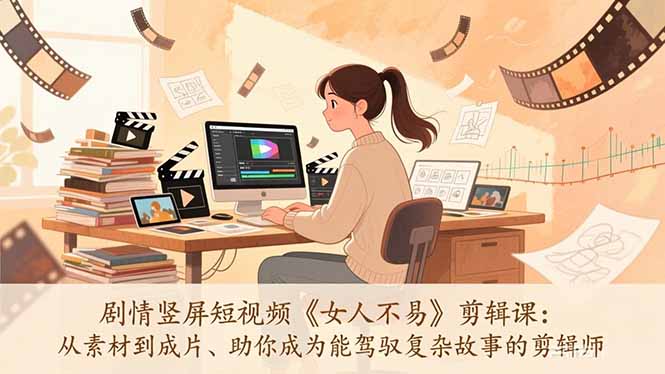 387211f5939df57e9afbcd1864ebc7b0.jpeg 剧情竖屏短视频《女人不易》剪辑课:从素材到成片、助你成为能驾驭复杂故事的剪辑师