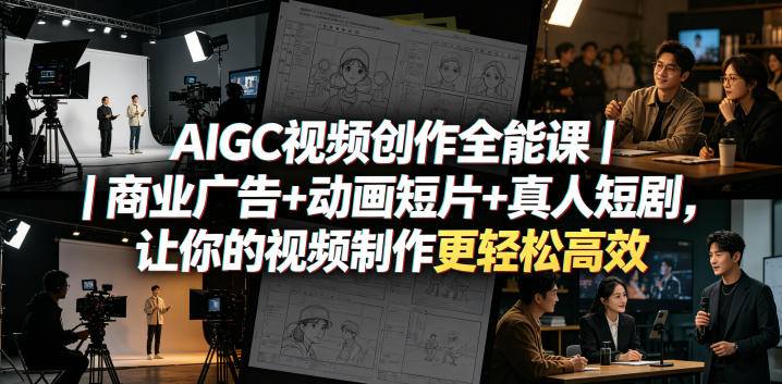 388b055f9e48beee8a3e54653273db2f.jpeg AIGC视频创作全能课|商业广告+动画短片+真人短剧,让你的视频制作更轻松高效