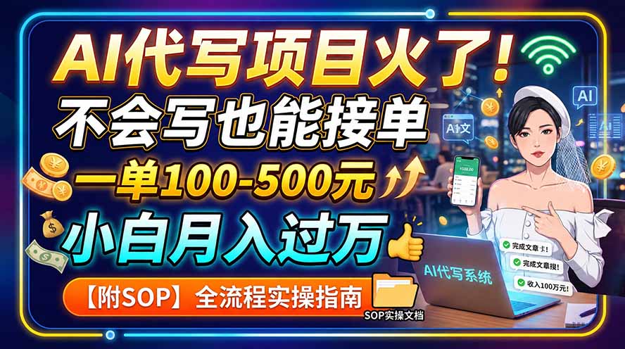 AI代写项目火了！不会写也能接单，一单100-500元，小白月入过万【附SOP】-鼎铸网