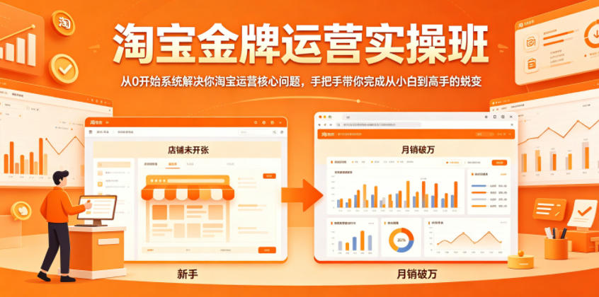 淘宝金牌运营实操班,从0开始系统解决你淘宝运营核心问题,手把手带你完成从小白到高手的蜕变-鼎铸网