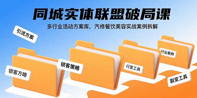 同城实体联盟破局课,多行业活动方案库,汽修餐饮美容实战案例拆解-鼎铸网