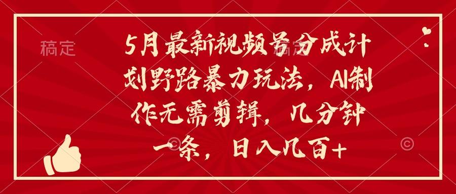 5月最新视频号分成计划野路暴力玩法，ai制作，无需剪辑。几分钟一条，…-鼎铸网