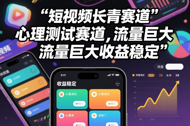 短视频长青赛道，心里测试赛道，流量巨大，收益稳定-鼎铸网