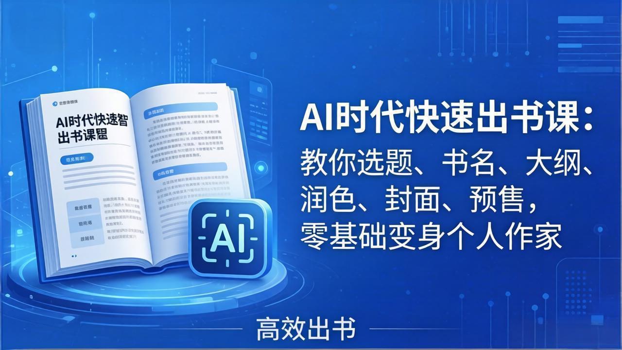3a2c648f2cab98f49ec78aa01374c33a.jpeg AI时代7天闪电出书课:教你选题、书名、大纲、润色、封面、预售,零基础变身个人作家