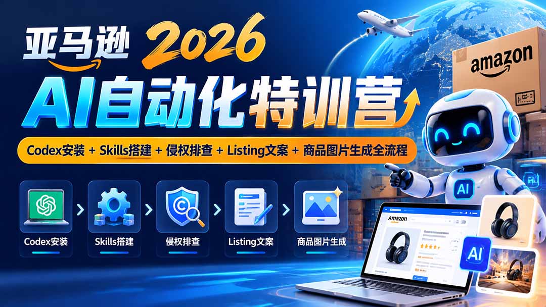 亚马逊2026AI自动化-10月特训营：Codex安装+Skills搭建+侵权排查+Listing文案+商品图片生成全流程-鼎铸网