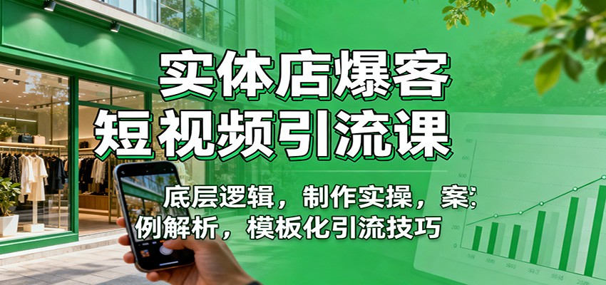 实体店爆客短视频引流课：底层逻辑，制作实操，案例解析，模板化引流技巧-鼎铸网