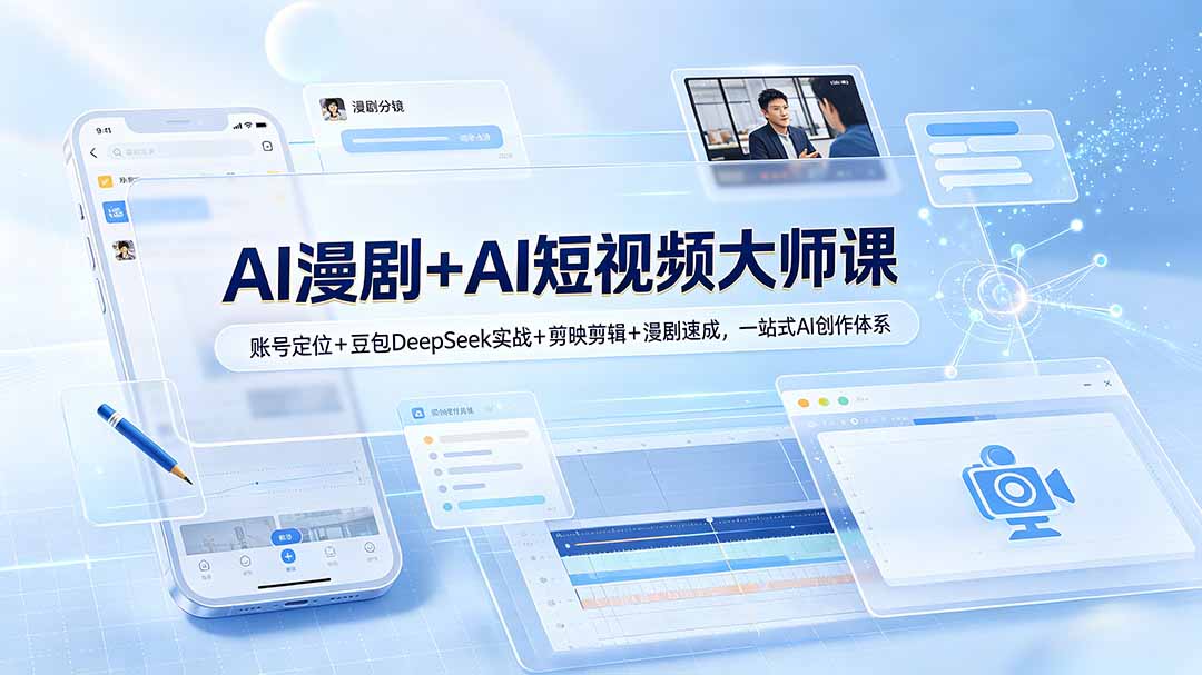 AI漫剧+AI短视频大师课：账号定位+豆包DeepSeek实战+剪映剪辑+漫剧速成，一站式AI创作体系-鼎铸网