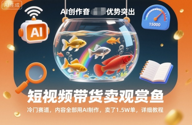 3c3ff90a048124cec3b24ed66c32dd34.jpeg 短视频带货卖观赏鱼,冷门赛道,内容全部用AI制作,卖了1.5W单,详细教程