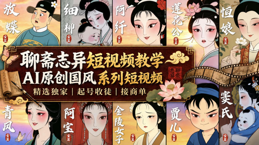 3c73485293721c1f4e0ffab9d277a866.jpeg 聊斋志异短视频教学,AI原创国风系列短视频,精选独家丨起号收徒丨接商单(更新0818)