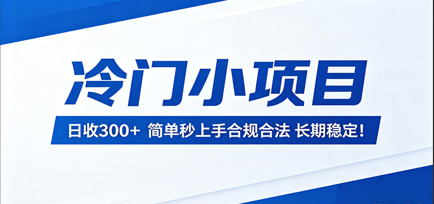 冷门小项目，日收300＋，简单秒上手合规合法，长期稳定！-鼎铸网