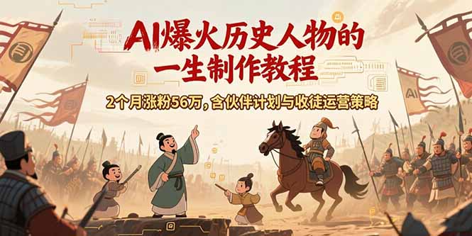 AI历史人物赛道课程，2个月涨粉56万，含伙伴计划与收徒运营策略-鼎铸网