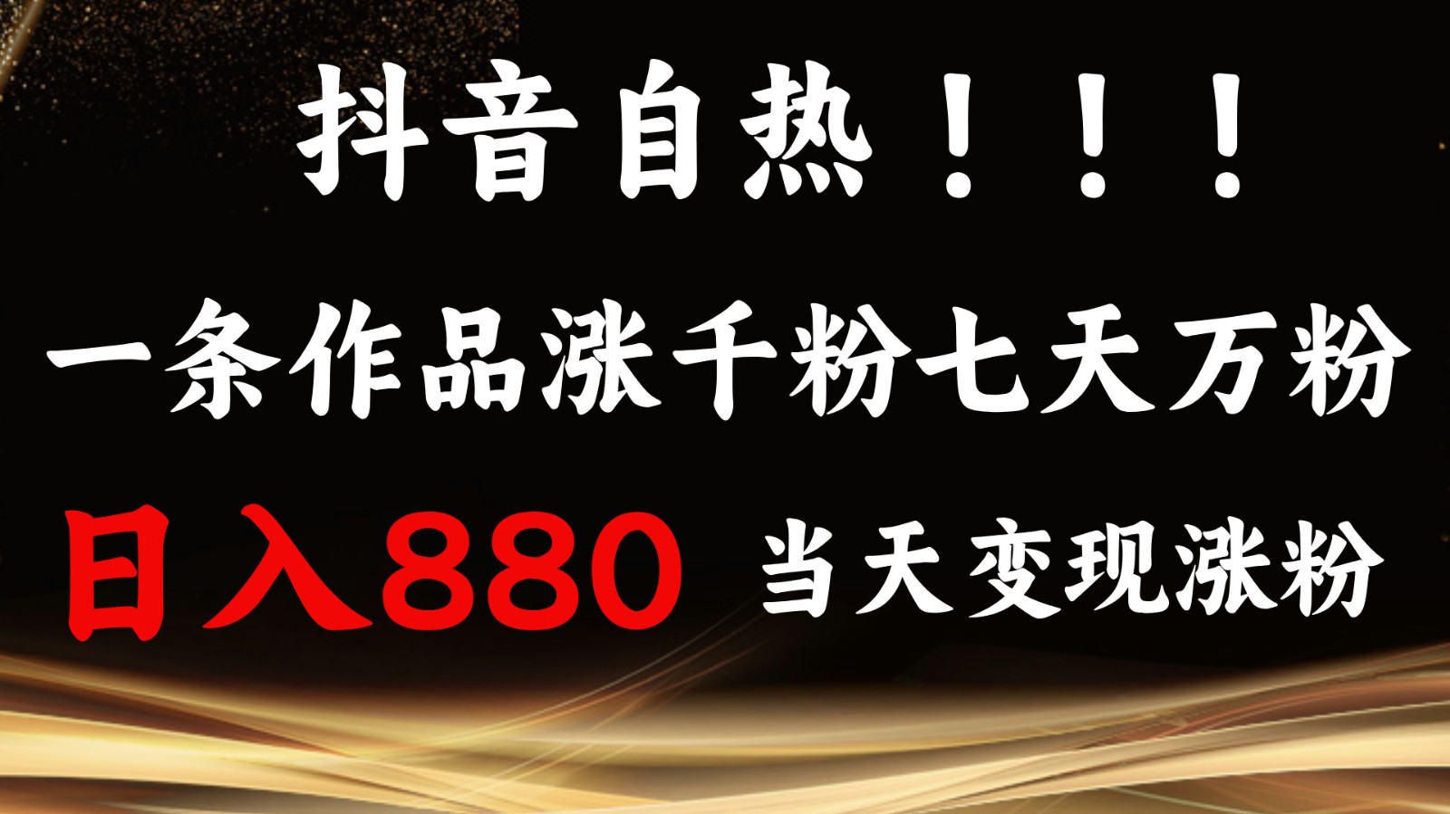 抖音小红书自热，一条作品1000粉，7天万粉，单日变现880收益-鼎铸网