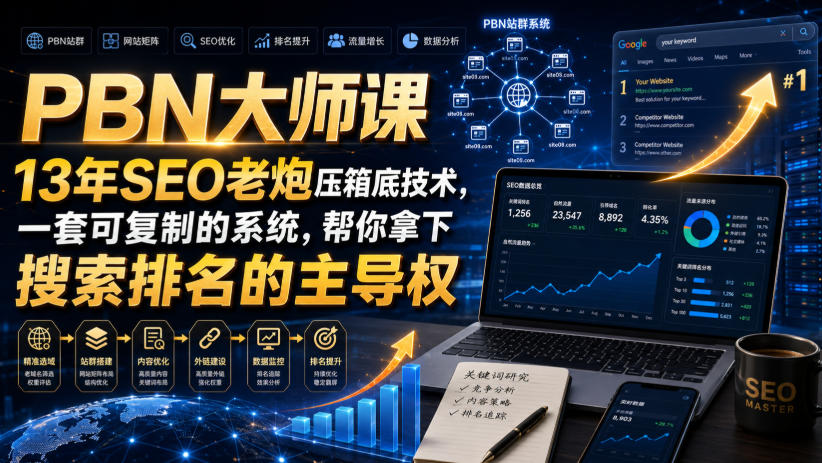 PBN大师课13年SEO老炮压箱底技术，一套可复制的系统，帮你拿下搜索排名的主导权【原创双语字幕】-鼎铸网