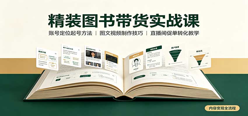 精装图书带货实战课：账号定位起号方法，图文视频制作，促单转化教学-鼎铸网